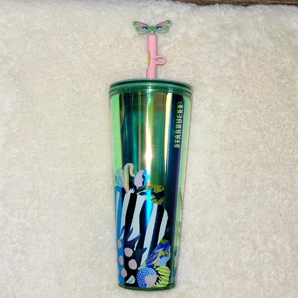 Starbucks Multicolor Butterfly WingsTumbler with Butterfly Straw Topper